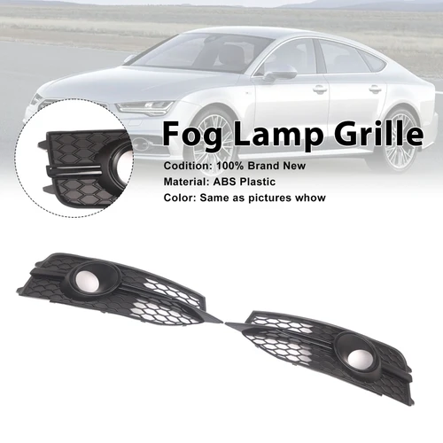 Black Front Bumper Fog Light Grille Cover Bezel Fit Audi S7 A7 S-Line 2012-2015