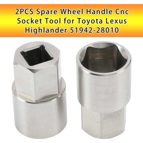 2PCS Spare Wheel Handle Cnc Socket Tool for Toyota Lexus Highlander 51942-28010