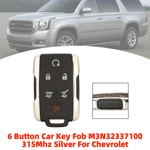 6 Button Car Key Fob M3N32337100 315Mhz Silver For Chevrolet