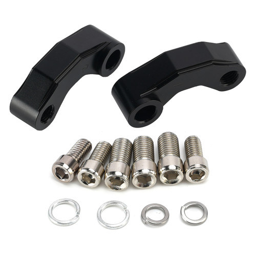 Pair Black Aluminum Mirror Extenders Risers Extension 10mm Universal Fit
