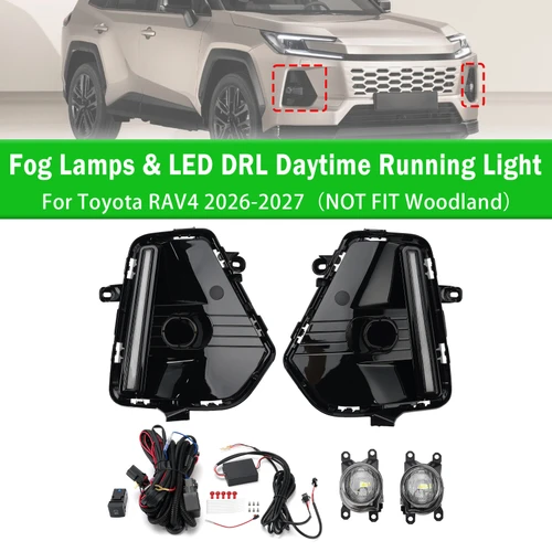 Fog Lamps & LED DRL Daytime Running Light Set For Toyota RAV4 2026-2027