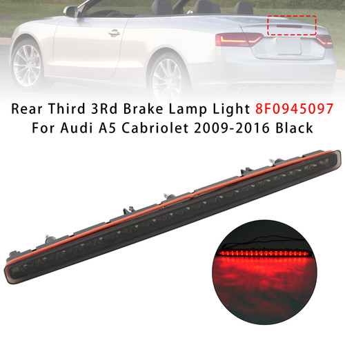 Rear Third 3Rd Brake Lamp Light 8F0945097 Black For Audi A5 Cabriolet 2009-2016