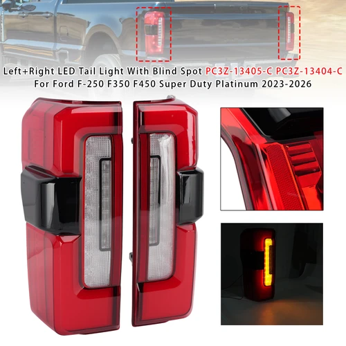 Left+Right LED Tail Light PC3Z-13405-C PC3Z-13404-C For Ford F-250 2023-2026