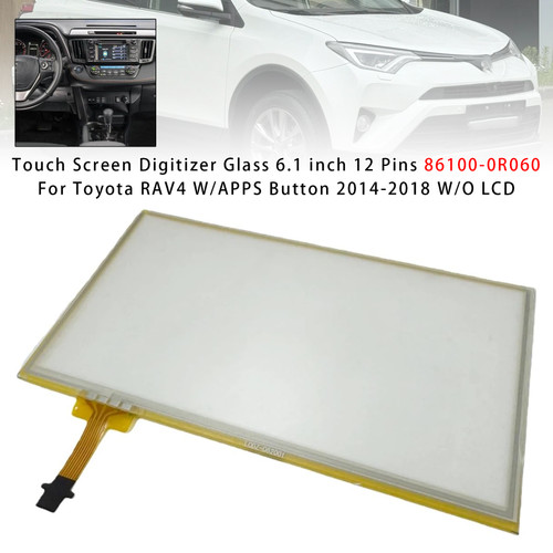 Touch Screen Digitizer Glass 6.1 inch 12 Pins For RAV4 W/APPS Button 2014-2018