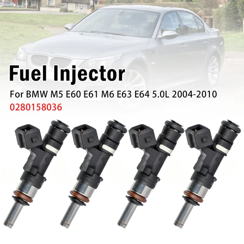 4Pcs Fuel Injector For BMW M5 E60 E61 M6 E63 E64 5.0L 2004-2010 0280158036