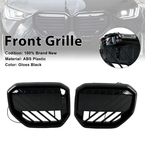 Black Front Bumper Grill Grille Fit BMW X3 G45 2025+ W/LED Light