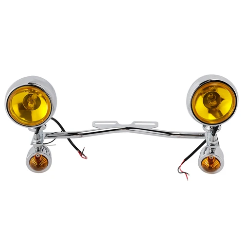 Motorcycle Beam Fog Lamp Custom Chrome W/ Bracket Fits For Racer Bobber Chopper