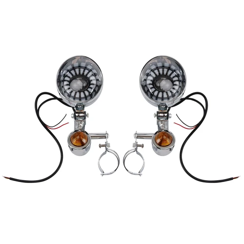 Motorcycle Beam Fog Lamp Custom Chrome W/ Bracket Fits For Racer Bobber Chopper