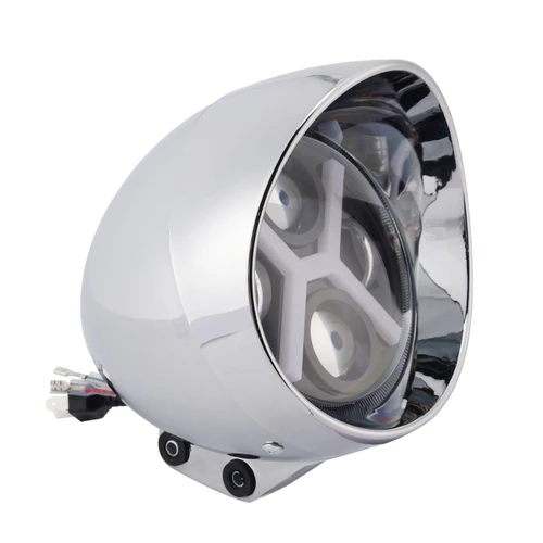 40W 5.75" Beam Headlight Fog Lamp Custom 4000Lm Chrome Fits For Racer Bobber