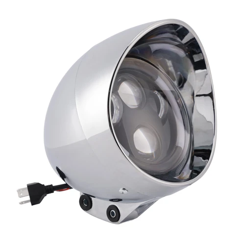 40W 5.75" Beam Headlight Fog Lamp Custom 4000Lm Chrome Fits For Racer Bobber