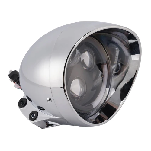 40W 5.75" Beam Headlight Fog Lamp Custom 4000Lm Chrome Fits For Racer Bobber