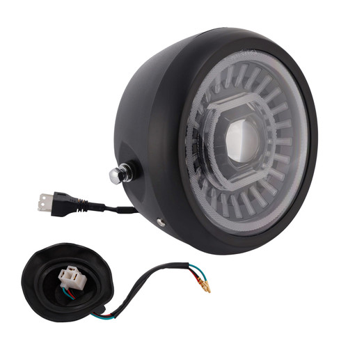 55W 7.5" Beam Headlight Fog Lamp Custom 4000Lm Black Fits For Racer Bobber