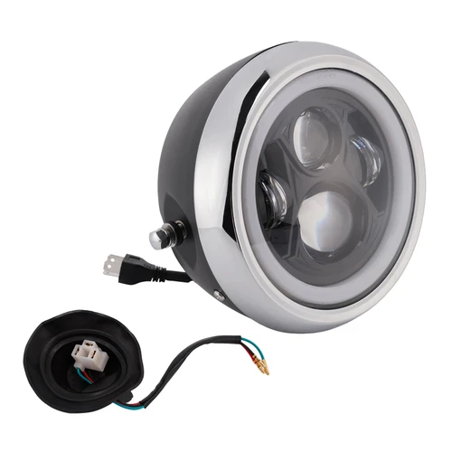 55W 7.5" Beam Headlight Fog Lamp Custom 4000Lm Chrome Fits For Racer Bobber