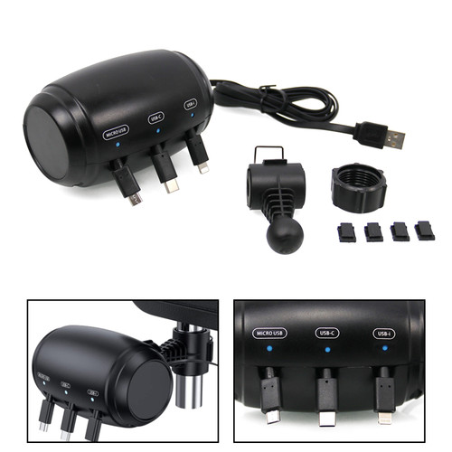 3-in-1 Retractable Car Backseat Charging Station Box for iPhone/Samsung/Android