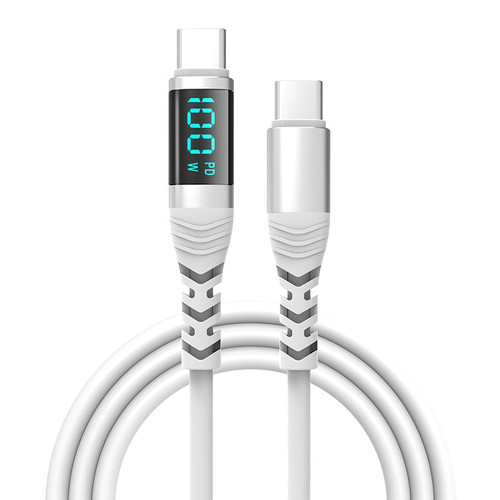 100W Digital Display Silicone Fast Charging Data Cable for Mobile Phones and Laptops Dual Type-C Zinc Alloy Silicone Data Cable