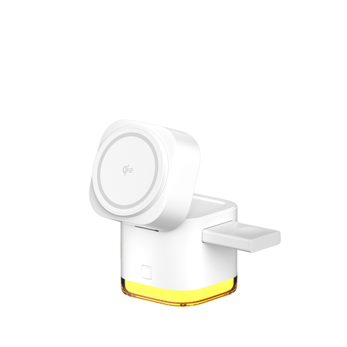 5 in 1 Charging Station for Apple Mag-Safe for iPhone Charger Qi2 Wireless Charger Stand Built-in Type-C 30W Fast Charging Retractable Cable for iPhone 17 16 15 14 13 12 Series Apple Watch AirPods