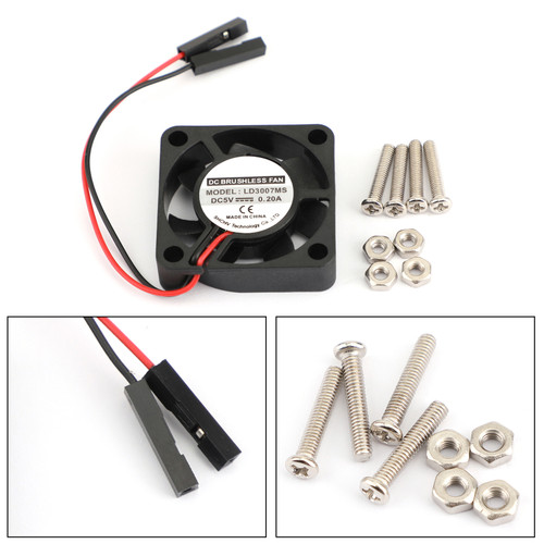 2 pins 30x30x7MM 30MM 3007 DC 5V 0.2A Cooling Fan Raspberry Pi 4 / 3B+ / 2B / B+