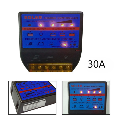 Solar Charge Controller PWM 30A 12V Solar Panel Battery Control Adapter Blue