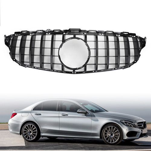 GTR Style Front Bumper Grill Grille fit Mercedes W205 C250 C300 C43 2015-2018