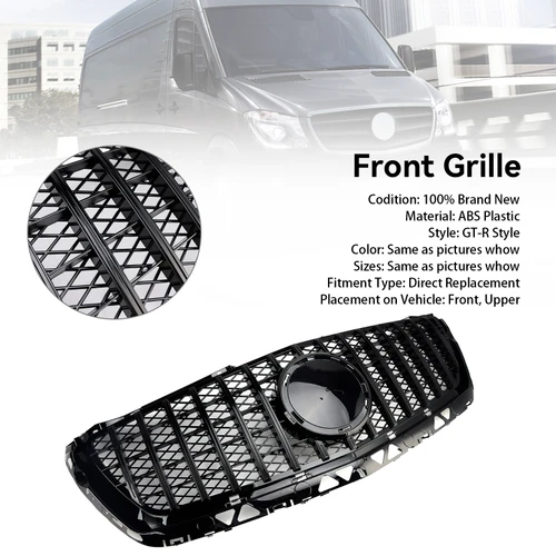 Black Front Bumper Grill Grille Fit Mercedes Benz Sprinter W906 2014-2018