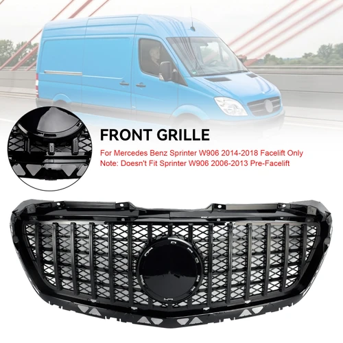 Black Front Bumper Grill Grille Fit Mercedes Benz Sprinter W906 2014-2018