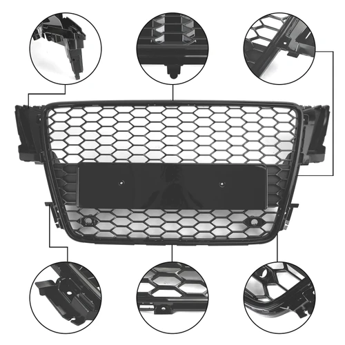 RS5 Style Hood Henycomb Sport mesh Grill Grille Fit AUDI A5 S5 B8 2008-2012