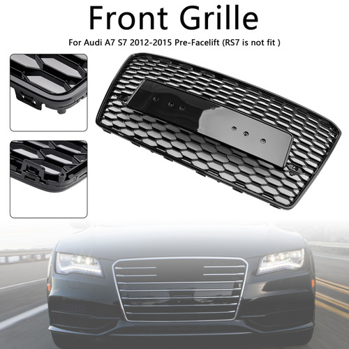 RS7 Style Honeycomb Sport Mesh Hex Grill Grille Fit Audi A7/S7 2012-2015 Black