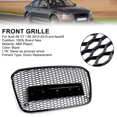 RS6 Style Honeycomb Front Bumper Grille Grill Fit Audi A6 C7 S6 2012-2015