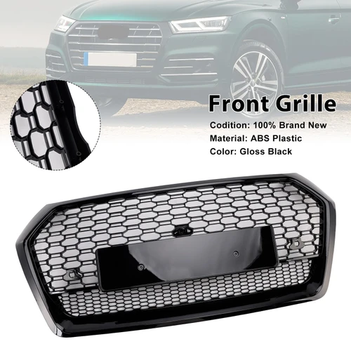 RSQ5 Style Front Honeycomb Mesh Grille Grill Fit Audi Q5 SQ5 2018-2020