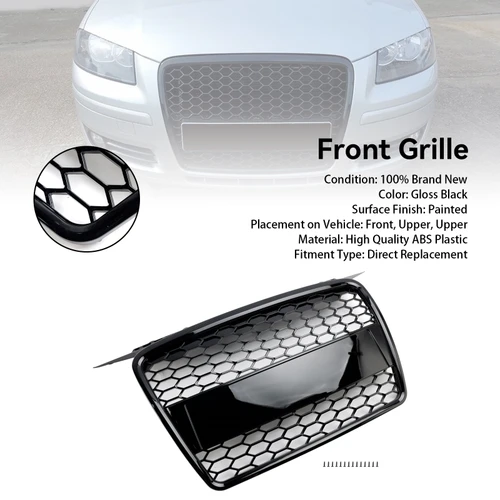 RS3 Style Front Bumper Grill Grille Fit Audi A3 8P 2004-2008 8P4853651A