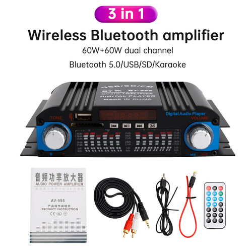 3 in 1 720W 4CH High-Power Mini Sm Amplifier Home Car 12V 220V Hifi Bluetooth