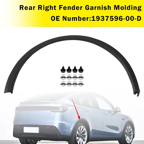 Rear Right Fender Garnish Molding 1937596-00-D For Tesla Model Y 2025-2026