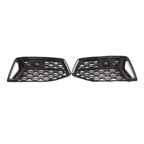 2PCS Front Bumper Grill Grille Fog Light Cover Fit Audi A6 C8 2019-2023
