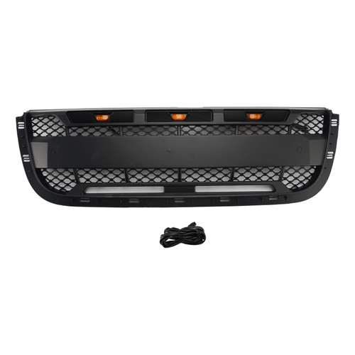 Matt Black Front Bumper Grill Grille Fit Ford Ranger 2001-2003 With LED Light