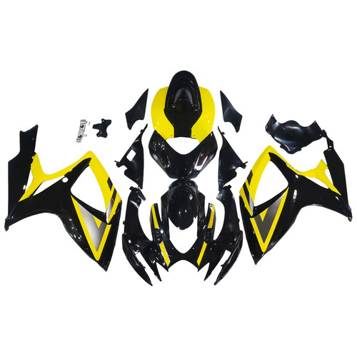 Amotopart Fairings Suzuki GSXR 600 750 Black & Yellow GSXR Racing  (2006-2007)