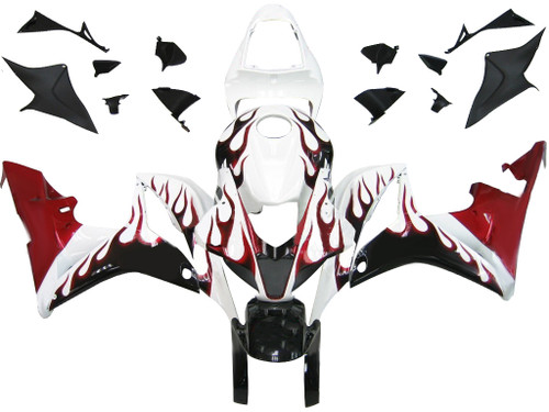Amotopart Fairings Honda CBR 600 RR White Black&Red Flame CBR Racing (2007-2008)