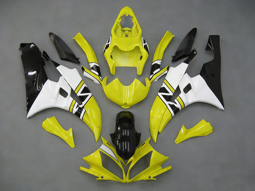 Amotopart Fairings Yamaha YZF-R6 Yellow White Black R6 Racing (2006-2007)