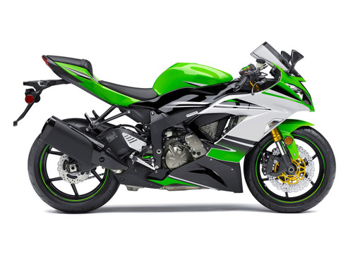 Amotopart Fairings Plastics Kawasaki ZX6R 636 Green White Ninja Racing (2013-2016)