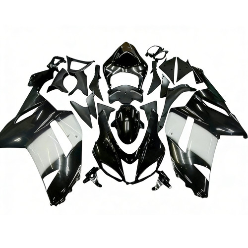 Amotopart Fairings Kawasaki ZX6R ZX636 Black White West Ninja Racing  (2007-2008)