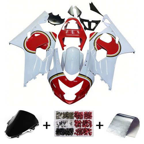 Amotopart Fairings Suzuki GSXR 600 750 White & Red Lucky Strike Racing  (2004-2005)