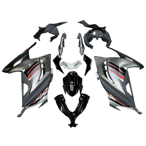 Amotopart Fairings Plastics Kawasaki Ninja 300R EX300R Grey Black Ninja Racing (2013-2017)