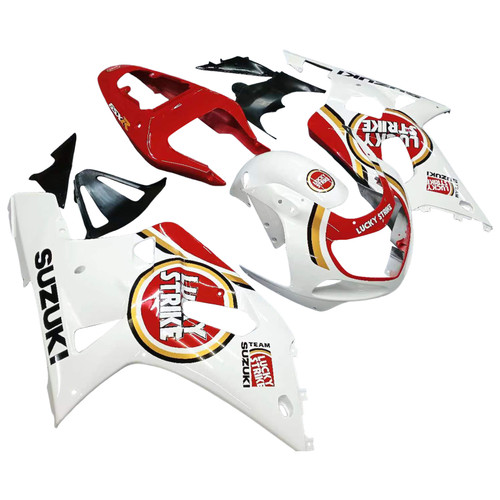  Amotopart Fairings Suzuki GSXR 600 White & Red Lucky Strike Racing (2001-2003) 