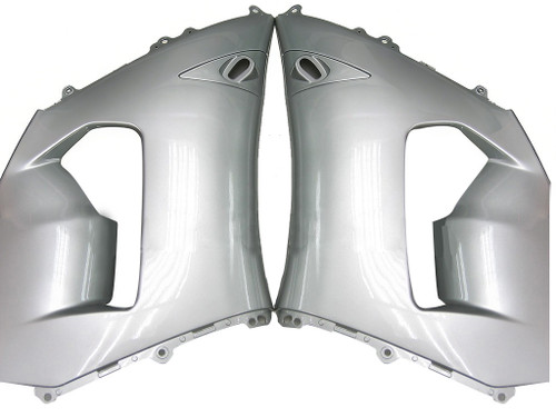 Amotopart Fairings Kawasaki ZX6R 636 Silver Black Ninja Racing  (2005-2006)