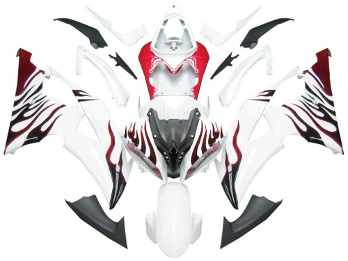 Amotopart 2008-2016 Fairings Yamaha YZF-R6 White & Red Flame R6 Racing