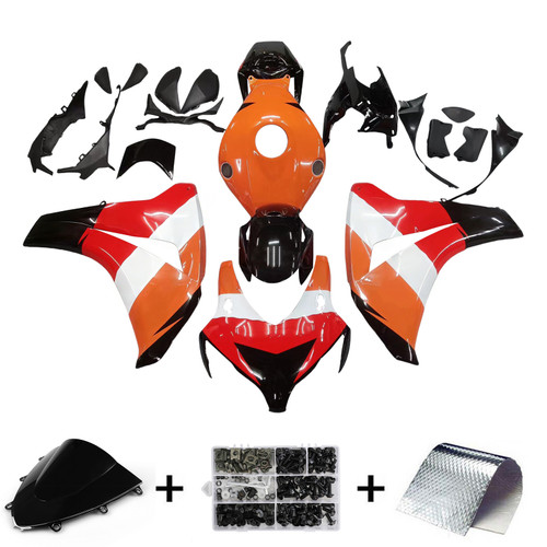 Amotopart Fairings 2008-2011 Honda CBR1000RR Black Orange Repsol Racing
