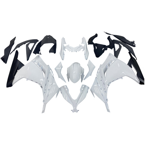 Amotopart Fairings Plastics Kawasaki Ninja 300R EX300R White Ninja Racing (2013-2017)