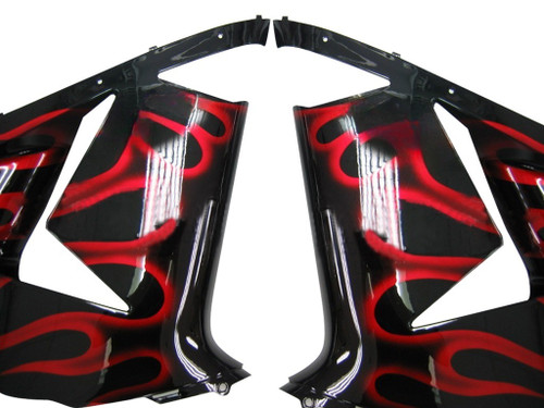 Amotopart Fairings Kawasaki ZX 10R Black & Red Flame Ninja Racing (2004-2005)