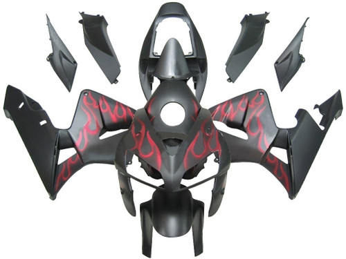 Amotopart Fairings Honda CBR 600 RR Matte Black & Red Flame Racing (2005-2006)