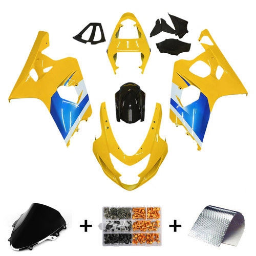Amotopart Fairings Suzuki GSXR 600 750 Yellow Black GSXR Racing  (2004-2005)