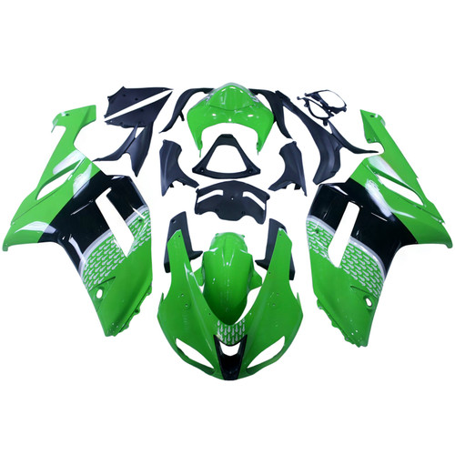 Amotopart Fairings Kawasaki ZX6R ZX636 Green Black  ZX6R Racing  (2007-2008)